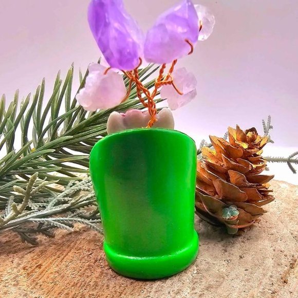 Adorable Forest Spirit Totoro In Bamboo Amethyst Tree Decor Figure - Picture 9 of 11